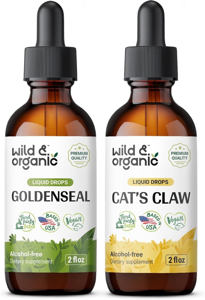 Wild & Organic Goldenseal Tinktur 2 fl oz & katter Klo Tinktur 4 fl oz