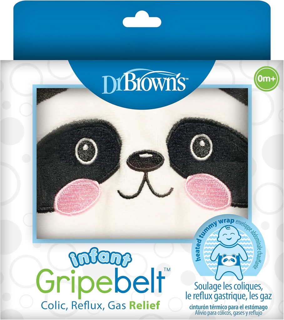 Dr. Browns Infant Gripebelt Heated Belly Band, Soothe Babys Tummy med Gentle Warmth og Kompresjon, Panda, 0m+