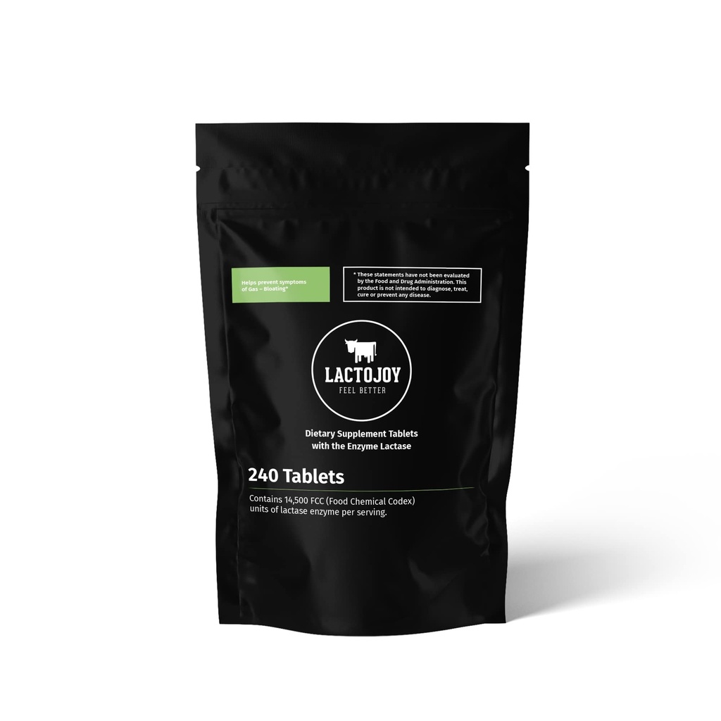 LactoJoy Lactase piller 14.500 FCC I 240 stykker fylle pakke jeg kraftige Lactase enzymer for Laktose intolerance I Ultra ren Lactase for forbedret Digestion I 100% Vegan