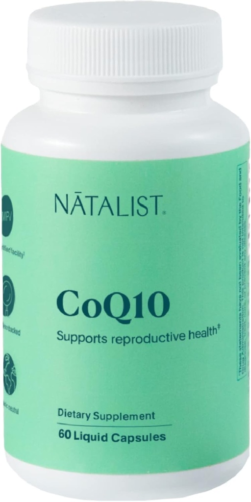 NATALIST CoQ10 Ubiquinon 120 mg daglig fruktbarhet Vitamin Kraftig Antioksidant Forsvar & Cellular Energy Support Supplement - høy absorpsjon for kvinner og menn Vegan, ikke-GMO - 60 flytende kapsler