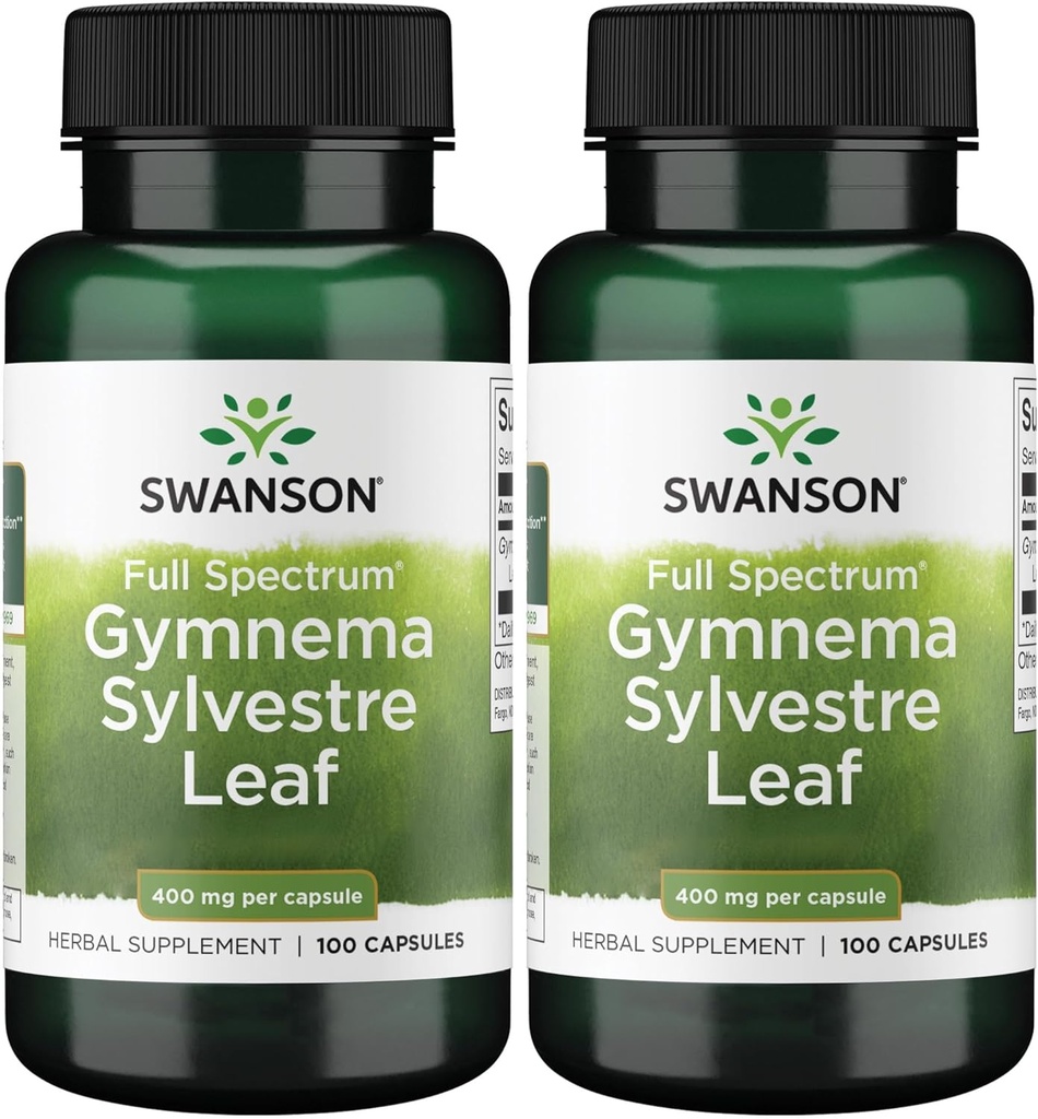 Swanson Full Spectrum Gymnema Sylvestre Leaf - Tradisjonell Ayurvedic Herb - (100 kapsler) (2 pakke)