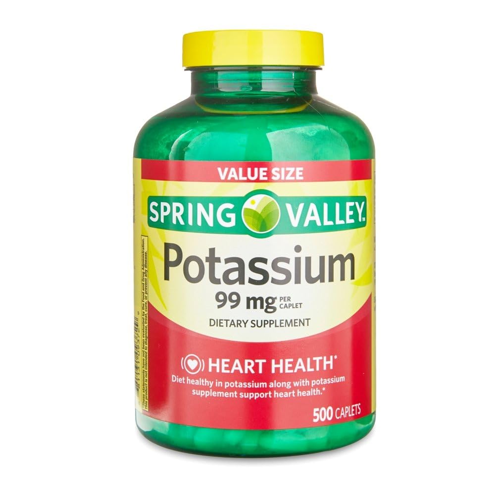 ikj Kalium Caplets kosttilskudd verdi størrelse, 99 mg, 500 greve