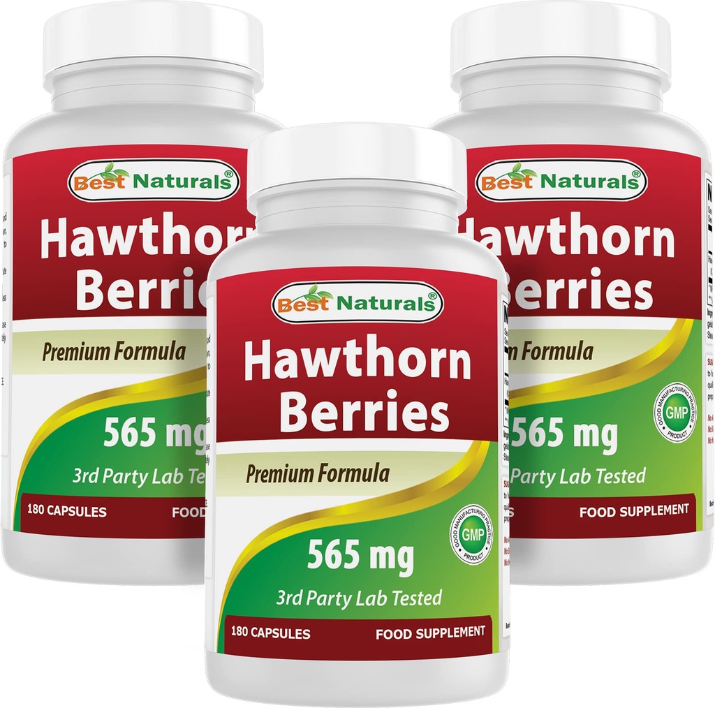 Best Naturals Hawthorn Berry 565 mg 180 kapsler (180 greve (pakke på 3))