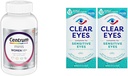Centrum Minis sølv kvinners multivitamin for kvinner 50 Plus, multimineral Supplement med vitamin D3, B vitaminer, ikke-GMO ingredienser, støtter minne og kognisjon hos eldre voksne - 280 Ct & klare øyne, sensitive øyne, øyedråper, 0,5 Oz, 2 pakke