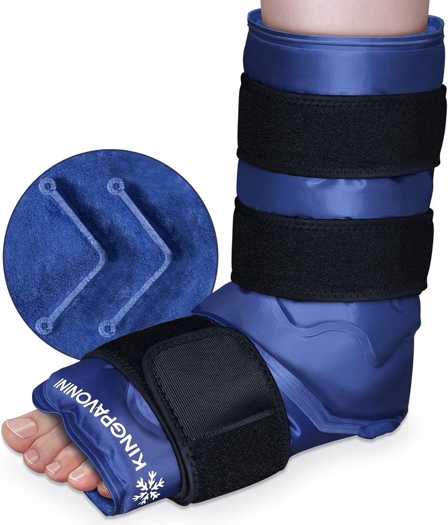 XXL Ankel Fot Ice Pack Wrap for fotskader, Full dekk Ankle Ice Wrap, Gel Ice Packs Reusable for Plantar Fascilitis, Achilles Tendonitis, Sprained Ankel og hæler, Fibular Skade, Blå