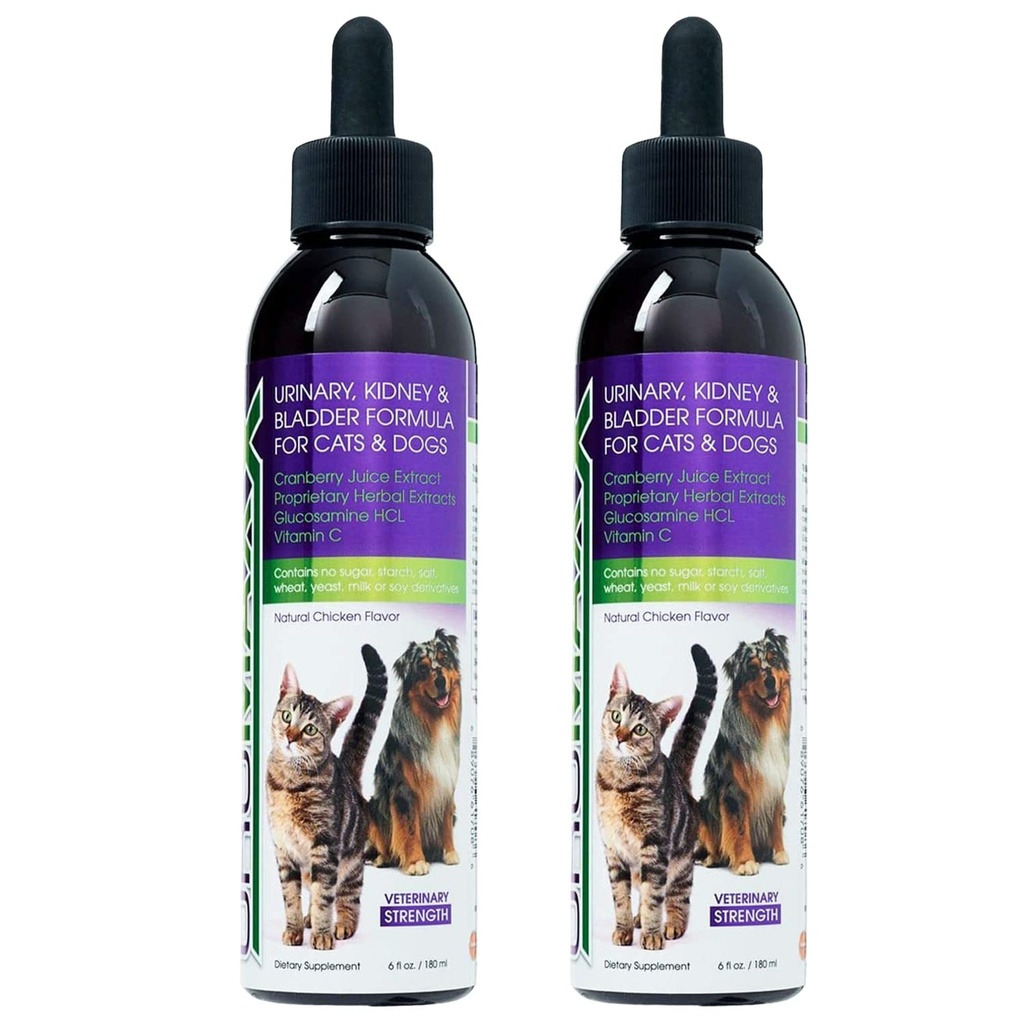 Cat & Hund urinveittraktbehandling, Bladder & Nyre støtte for hunder og katter, kraftig likevel gentle kjæledyr omsorg, med flytende tranebær og glukosamin, kylling flavor, 6 oz flaske, 2 pakke