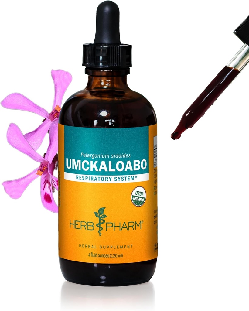 Herb Pharm Certified Organic Umckaloabo Liquid Extract for luftveisstøtte - 4 Ounce