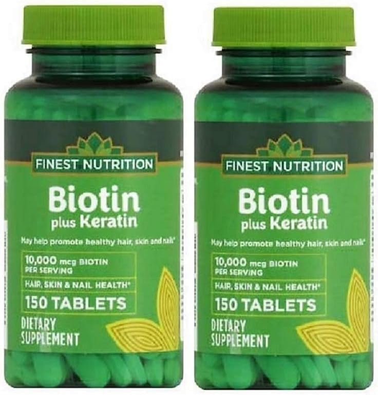 Finest Nutrition Biotin Plus Keratin - 10.000 mhg - 300 count - 2 pakke