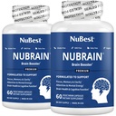 NuBrain Booster - Brain Supplement for hjerneforsterker, minne, fokus og klarhet støtte med St. John's Wort, Ginkgo Biloba, Bacopa og mer | Pack 2