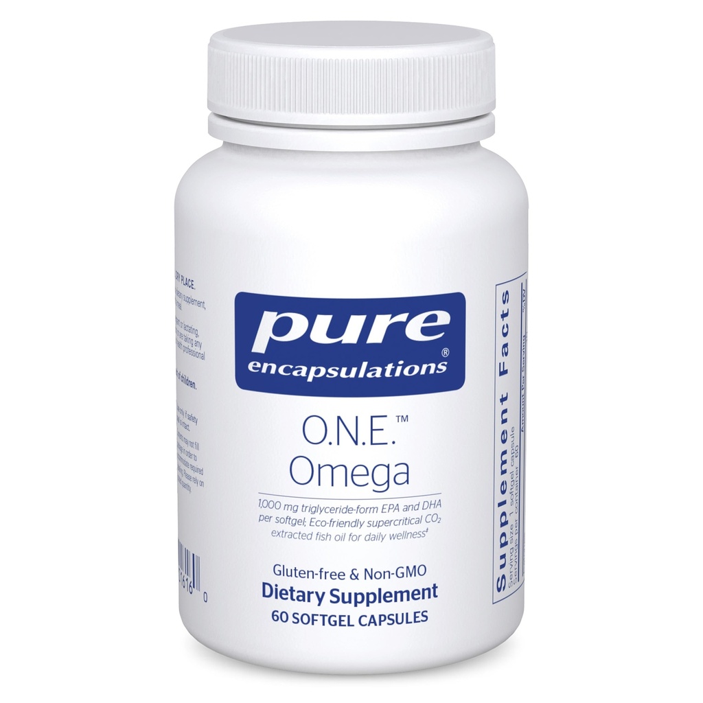 Ren innkapslinger O.N.E. Omega - Fiskeolje Supplement for hjertehelse, ledd, hud, øyne og kognisjon* - Fiskeoljekonsentrat med EPA og DHA - 60 Softgel Kapsler