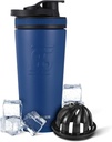 Ice Shaker isolert rustfritt stål Shaker flaske | 26oz, marine | kaldt i 30+ timer | Isolert kopp med Twist-on Agitator | Odor-fri flaske for proteinshake, vann, smoothies, cocktails