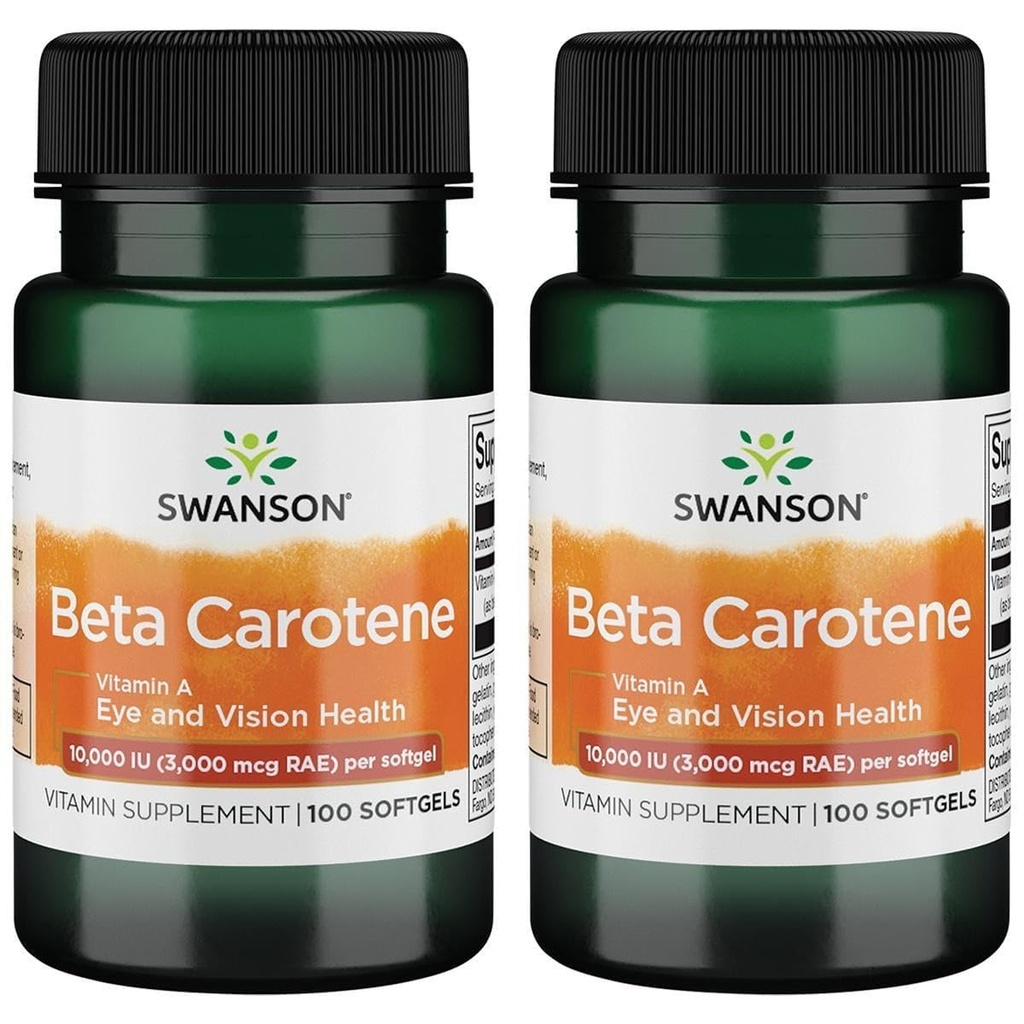 Swanson Beta-Caroten (Vitamin A) Hud Eye Immune System Helse Antioksidant Support 10000 Iu (3000 mg) 100 Sgels (2 Pack)