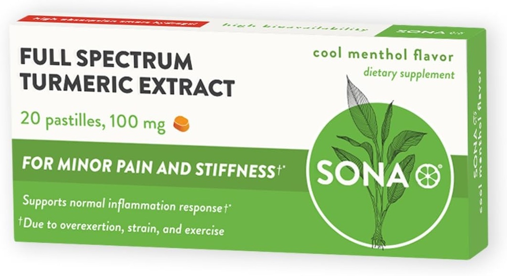 SONA Turmeric pastilles, løses i munnen, 600% høyere absorpsjon av curcumin sammenlignet med kapsler