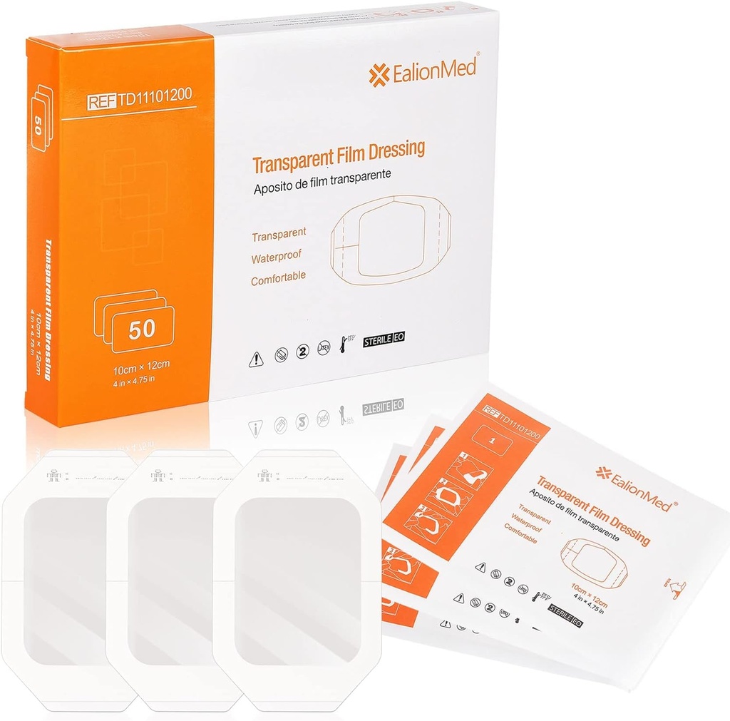 EalionMed gjennomsiktig kjole, sår Bandage, klesmerke, 4'' x 4,75''', 50 Pack, Klar, pustende, Komfortabel, Dusj Shield, Tattoo Bandage