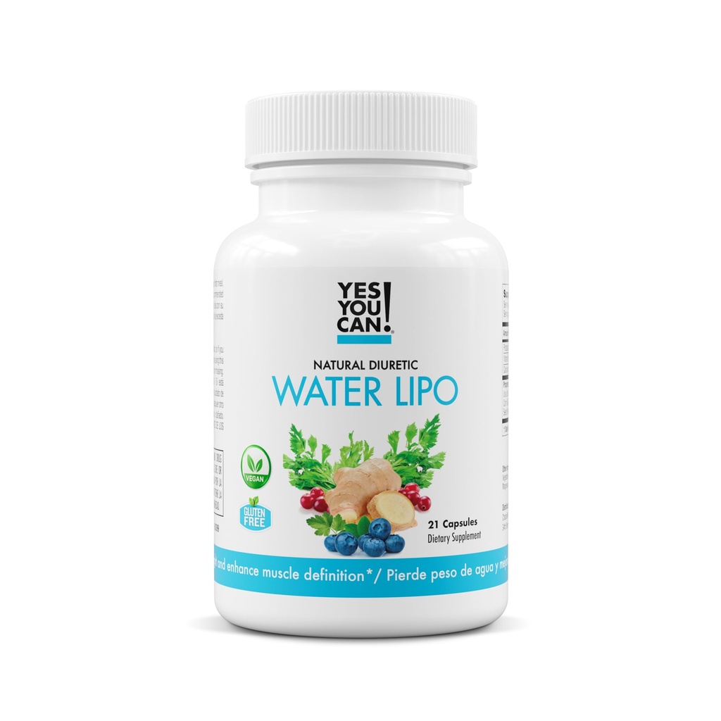 Ja du kan! Naturlig vann Lipo piller - Diuretisk rengjøring med elektrolyter og vitaminer - Hjelper med vanntetthet - Glutenfri, 21 kapsler per flaske