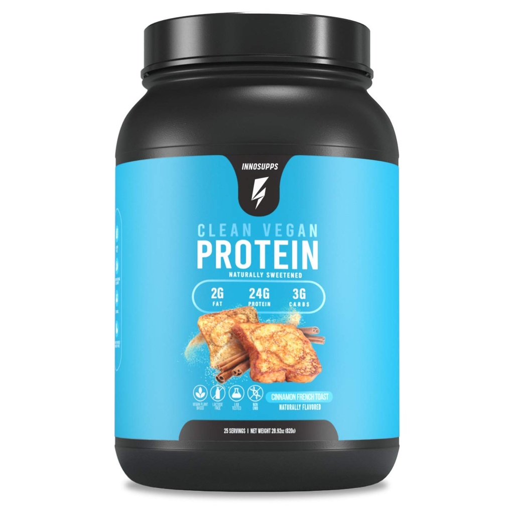 InnoSupps Clean Vegansk Protein - Plante Basert, Vegansk, Naturlig, Ingen kunstige søtningsmidler, Ingen Gluten, Ingen Dairy. Large Gratis, Lave karbohydrater, Lavt fett, Ingen sukker lagt til, Soja Gratis, Ikke-GMO (Cinnamon Fransk Toast)