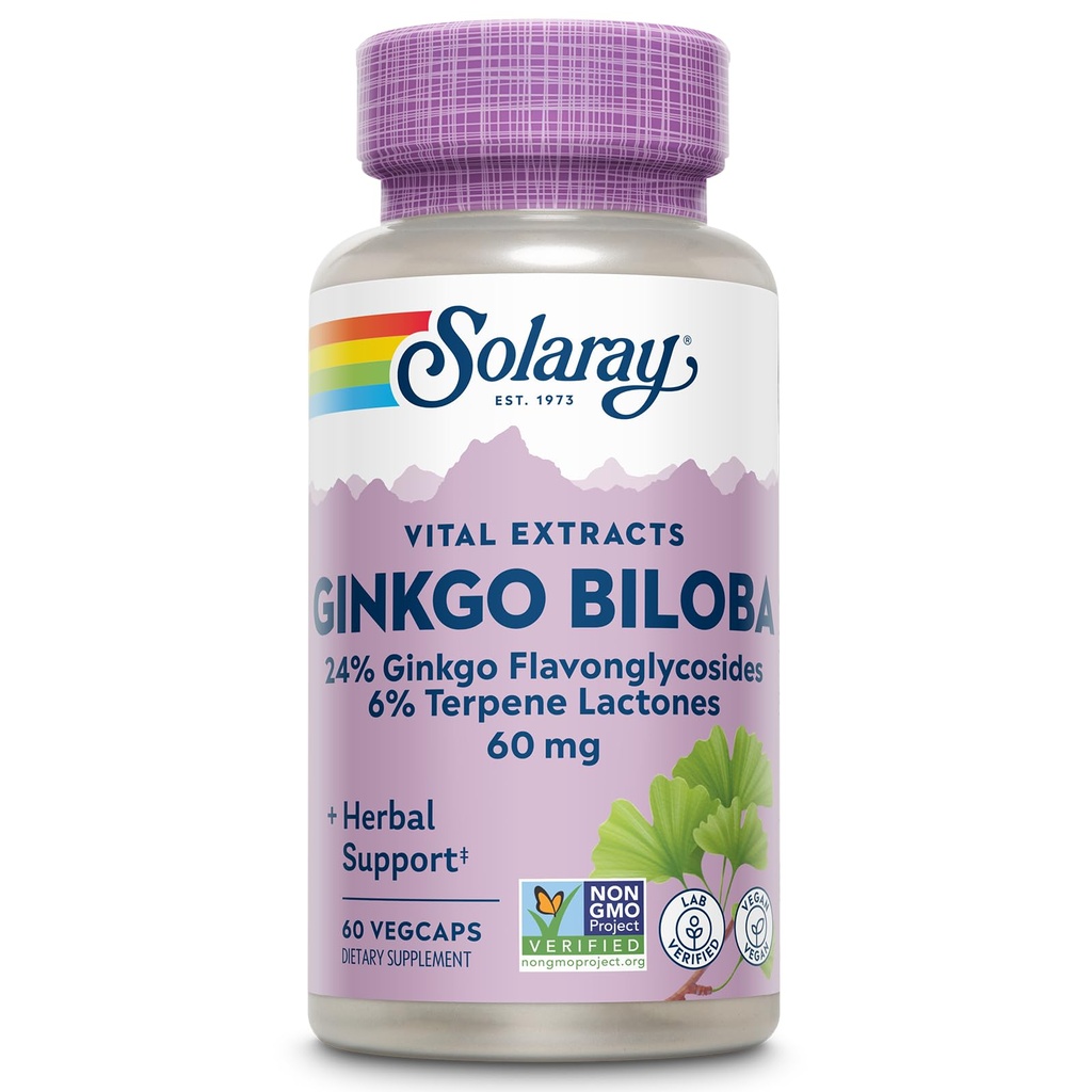 SOLARAY Ginkgo Biloba ekstrakt, 60 mg | 60 greve
