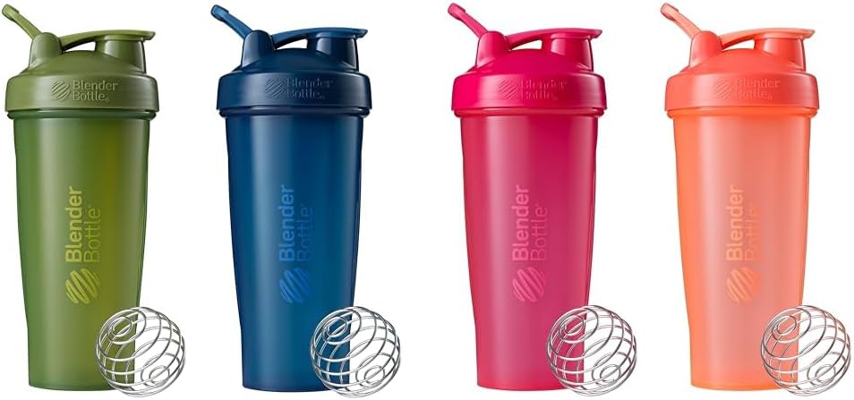 BlenderBottle 2-Pack 28-Ounce Classic Shaker flasker for proteinshake og pre trening, Moss/Moss og marine/Navy og alle rosa og koral