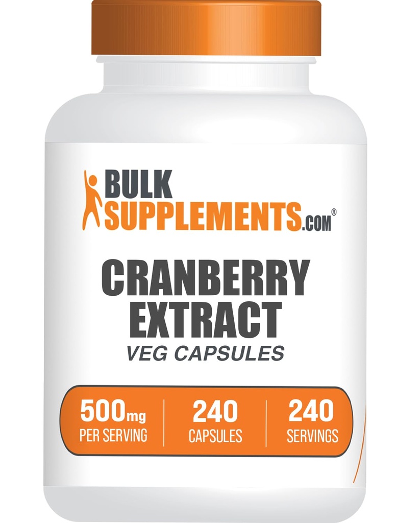 BulkSupplements.com Cranberry Extract Capsules - Cranberry Supplements for menn og kvinner, Herbal Supplement - Vegan & Glutenfri, 1 Kapsel per servering (500mg), 240 Count (Pack of 1)