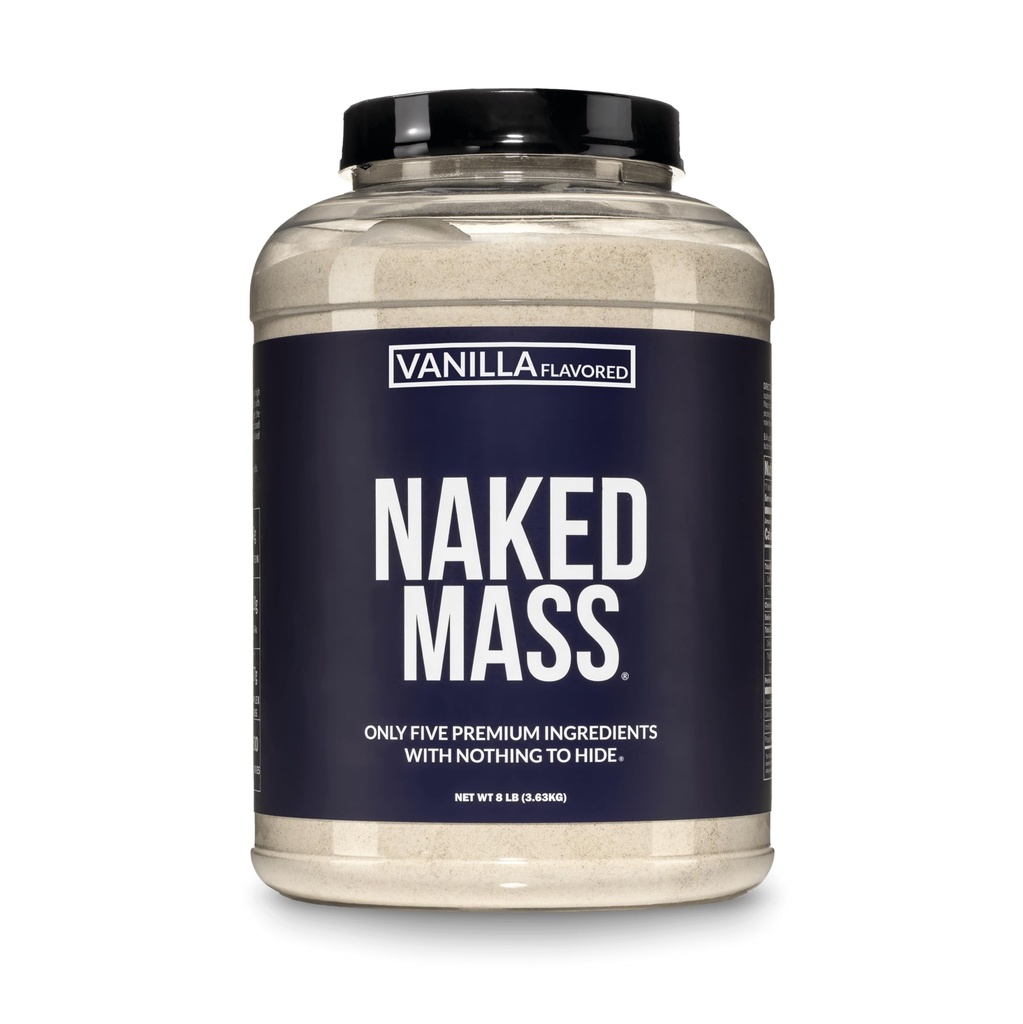 NAKED Vanilla Mass - Alle naturlige Vanilla Vektvinner Protein pulver - 8lb bulk, GMO gratis, Glutenfri og soya gratis, ingen kunstige ingredienser - 1,260 kalorier - 11 serveringer