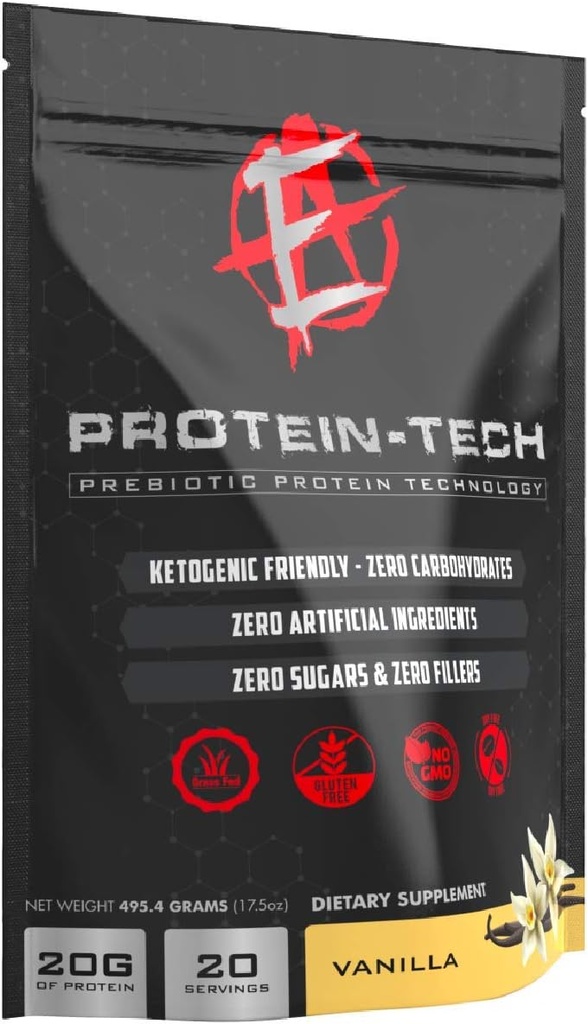 Forbedret Labs - Protein Tech - Smart Collage Protein Powder for menn og kvinner - Keto vennlig, fett, myk, karbohydrat og sukkerfri proteintilskudd (20 Services) (Vanilla)