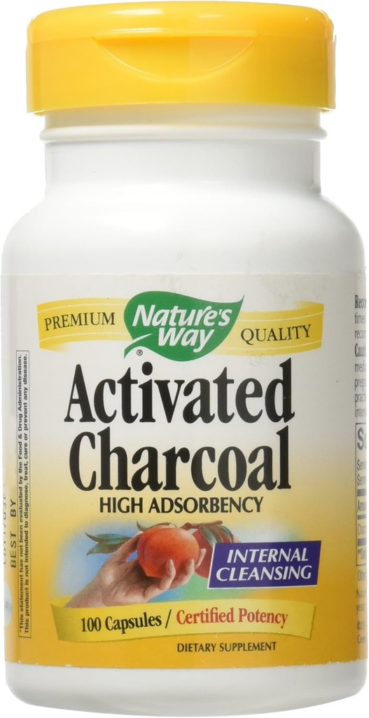 Naturens måte aktivert Charcoal; 560 mg Charcoal per porsjon; 100 kapsler
