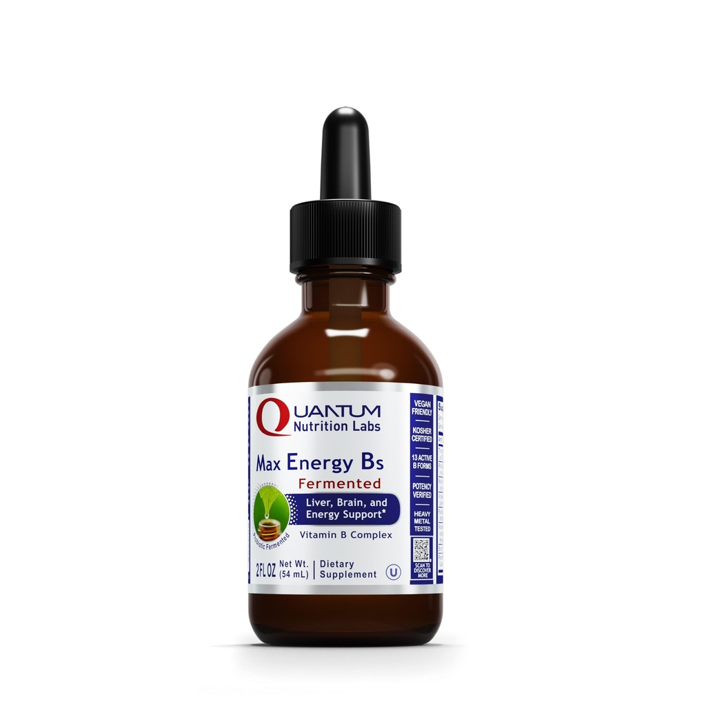 Quantum Nutrition Labs Max Energi B - Vitamin B kompleks flytende dråper, organisk vitamin B Supplement for kvinner og menn, vitamin B1, B2, B3, B5, B6, B12 - 2 Fl Oz