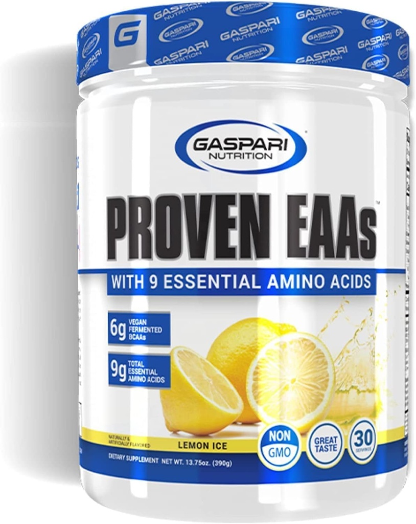 Gaspari Ernæring Proven EAAs, Vegansk Fermentert EAAs, Forbedrer Recovery & Replenishes Electrolytes, Ikke GMO (30 Serveringer, sitronis)