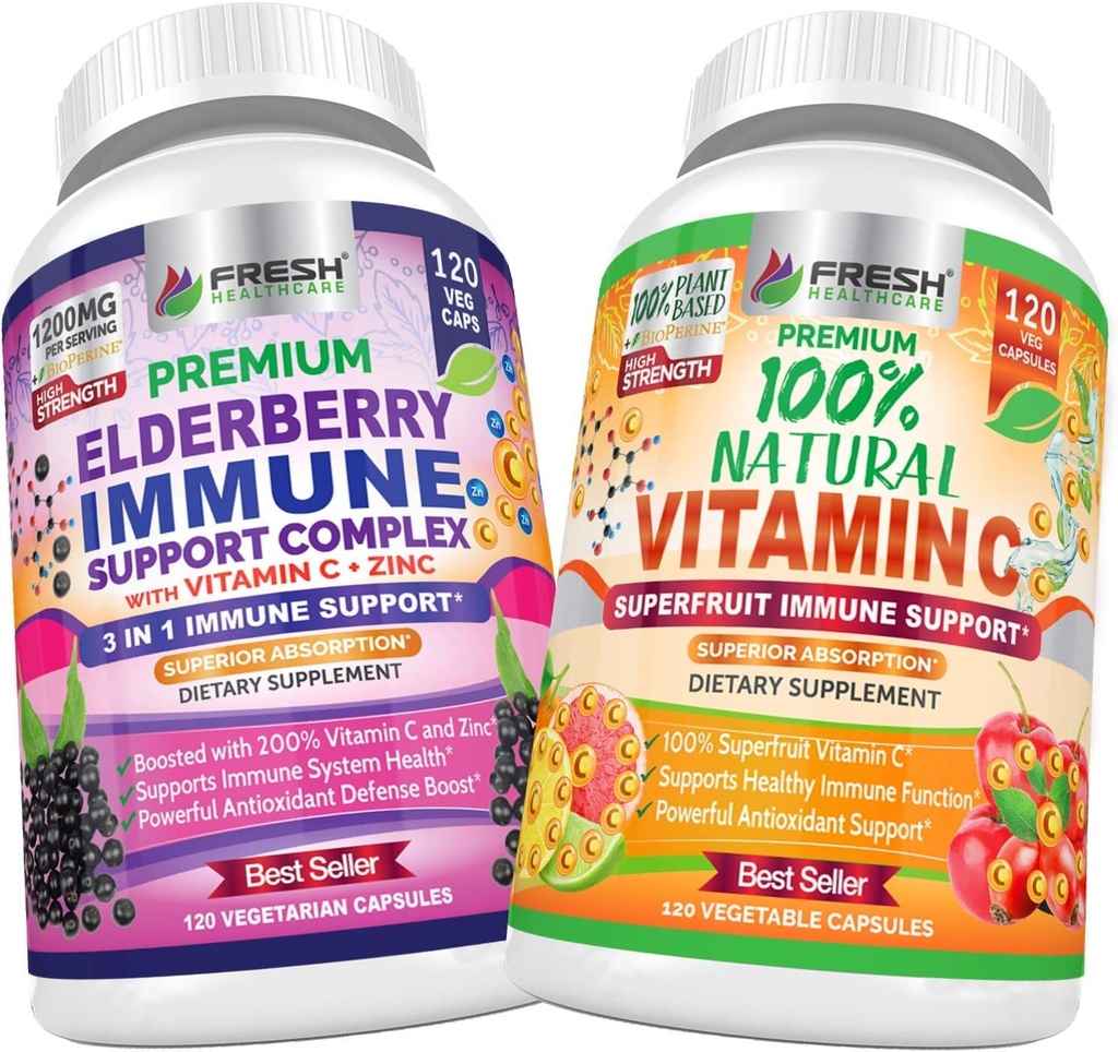 Elderberry Immune Support og naturlig vitamin C - Bundle