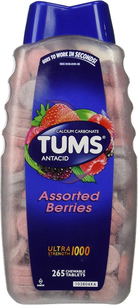 Tums Ultra Assortert Berries 265 tabletter - Maks styrke antsyre og kalsium Supplement