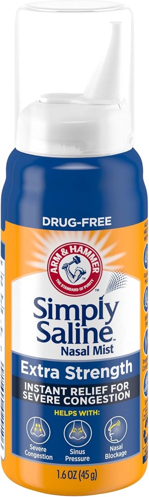 Arm & Hammer Simply Saline Nasal Mist Extra Styrke, Alvorlig Congestion, 1.6 Ounce