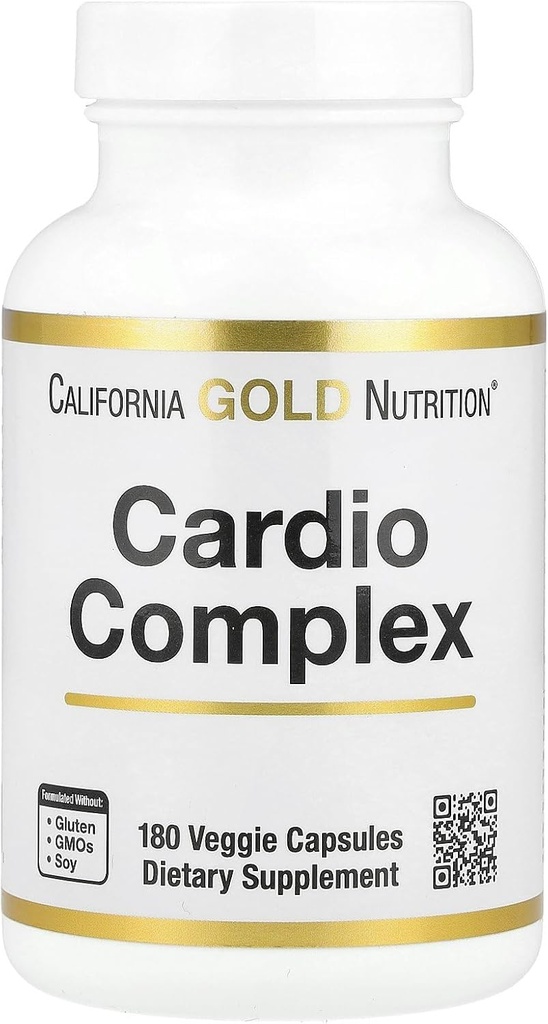 California Gold Nutrition Cardio Complex med CardioAmino Blend, CardioPhyto Blend og Coenzym Q10, 180 Veggie Kapsler