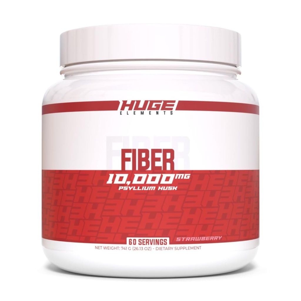 Stort kosttilskudd Fiber, 10 gram premium Psyllium Husk pulver, løselig fiber for digestive helse og funksjoner, naturlig prebiotika med Delicious Flavors (60 serveringer) (Strawberry)