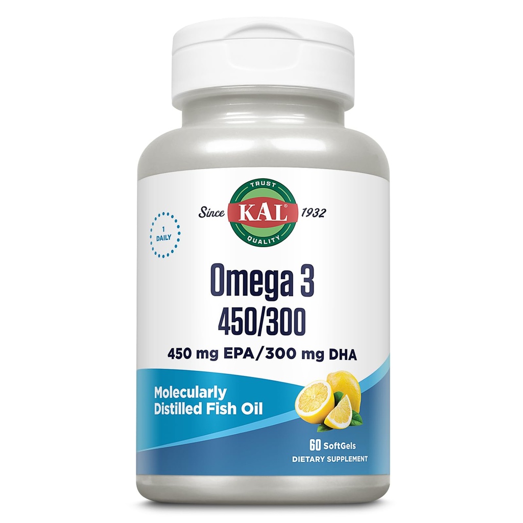 KAL 450/300 1280 Mg Omega 3, sitron, 60 greve