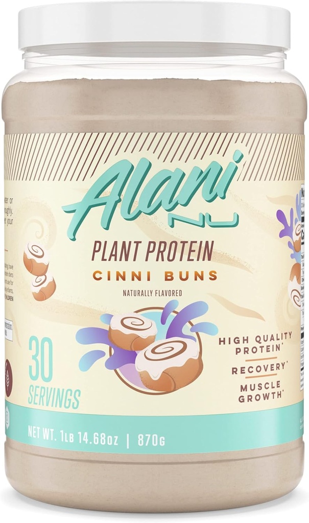 Alani Nu Plantebasert Proteinpulver CINNIBUNS | 18g Veganprotein | Måltid Erstatning pulver | Ingen sukker tilsatt | Lavt fett, lav carb, malmfri, eraprotein isolat blanding | 30 serveringer