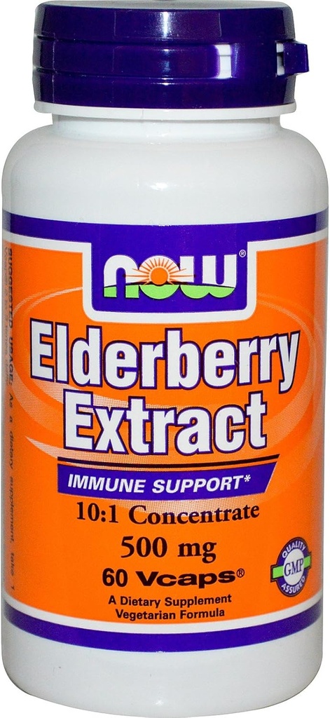 Nå Mat Elderberry 500 Milligrams, 60 Veg Kapsler (pakke med 2)