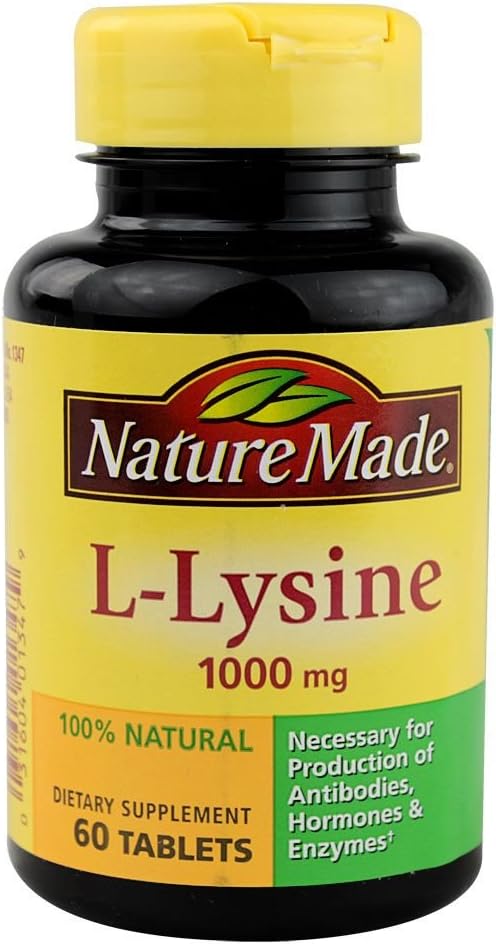 Natur laget ekstra styrke L-Lysine 1000 mg tabletter, 60 greve for proteinsyntese (Pack of 3)