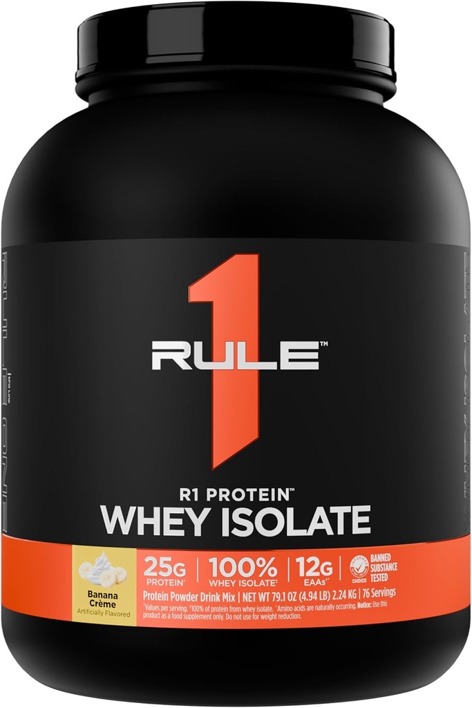 Regel 1 R1-protein Whey Isolate - med 25g Protein & 6g BCAA Eksklusivt fra isolerte og hydrolyserte kilder for trening utvinning (5 pund*, Banan Crème)