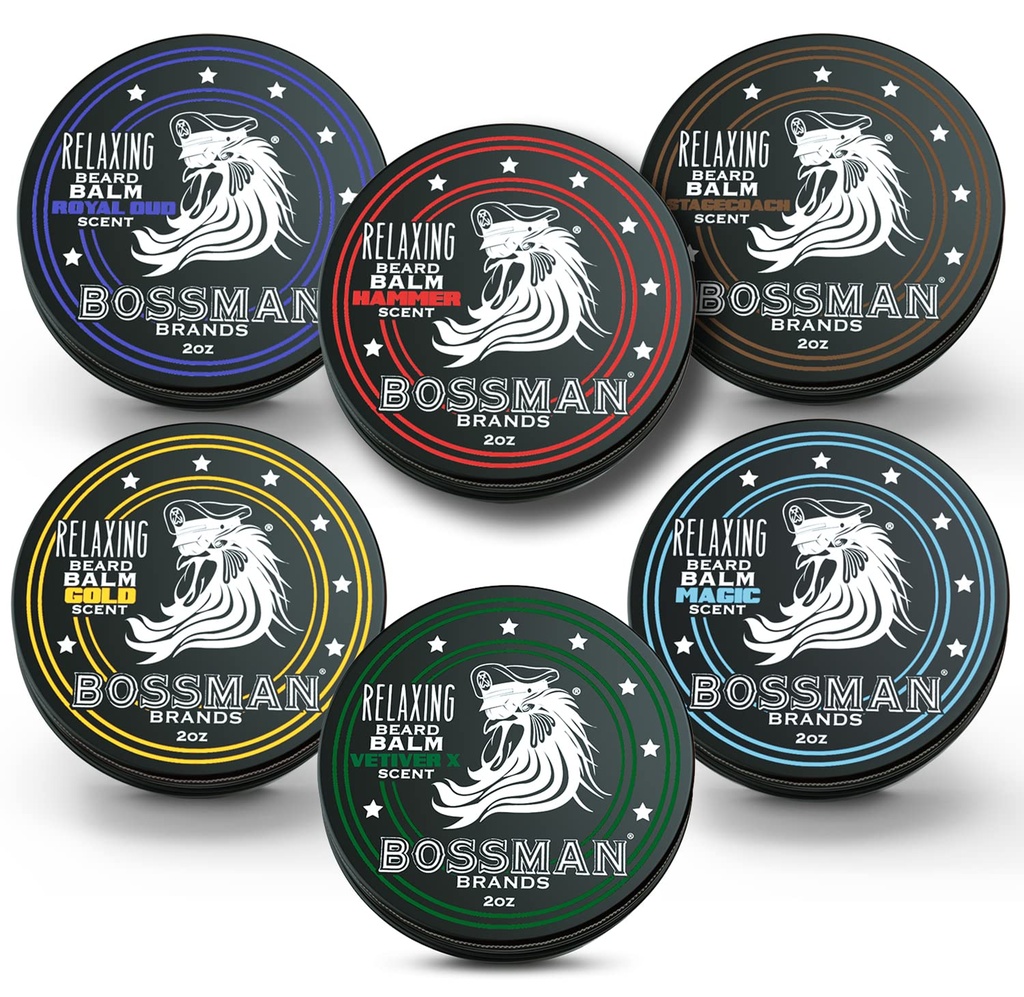 Bossman Beard Balm Variety Pack - Beard Grooming, vekst og omsorg Kit - mykning og moisturizer - alle 6 Scenter