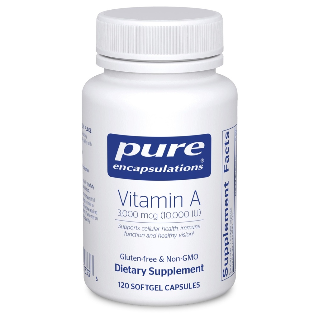 Ren innkapslinger Vitamin A - 3000 mcg - fra cod leverolje - immun- og visjon støtte * - Vitamin A Palmitat Supplement - Ikke-GMO - 120 Softgel Kapsler