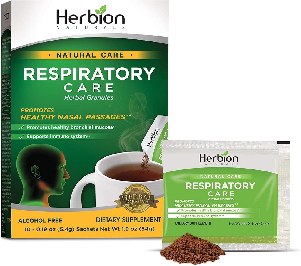 HERBION Naturals Respiratorisk Care Herbal Granules 10 Ct, for hele familien, sunn respirasjonsfunksjon, lindrer Cough, 10 greve, pakke med 1