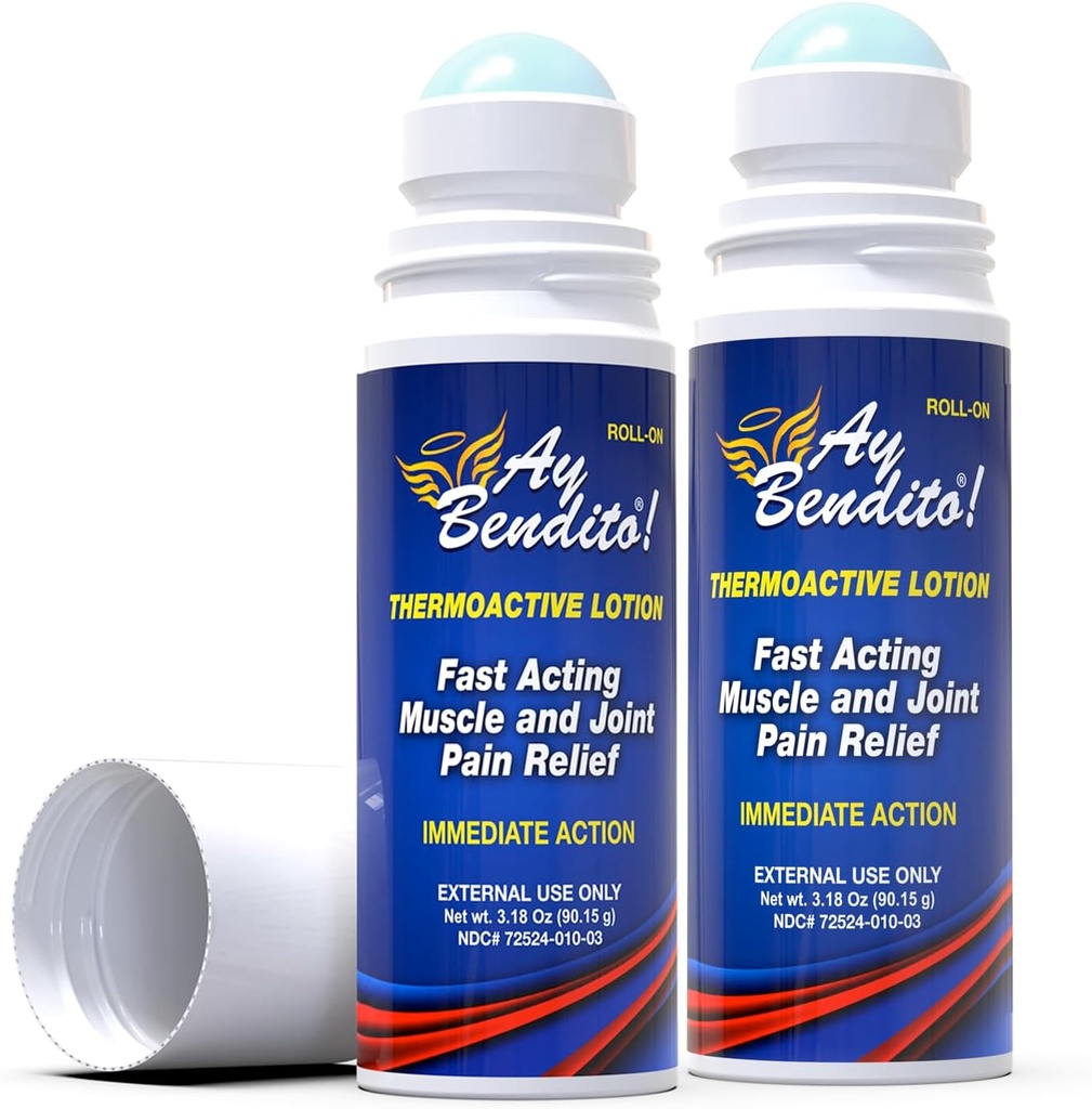 Ay Bendito! Termoaktiv lotion for raskere smertelindring på ledd og muskelfunksjon - 3,18 oz Roll-on - To pakke