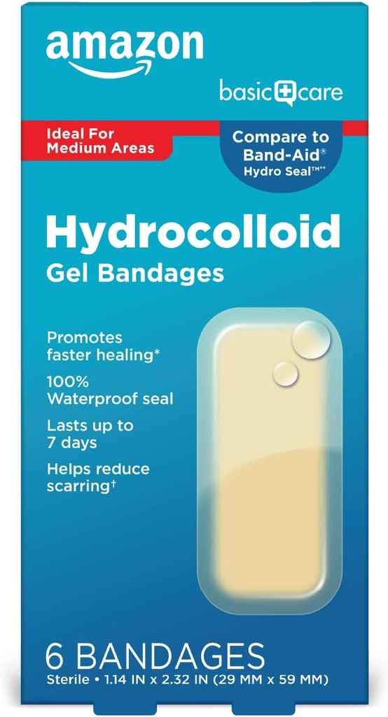 Basic Care Avansert rask healing Hydrokolloid Gel Bandages, store, 6 ct