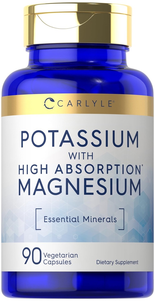 Carlyle Kalium Magnesium Supplement | 90 Kapsler | Høy absorpsjon | vegetarisk, ikke-GMO og glutenfri