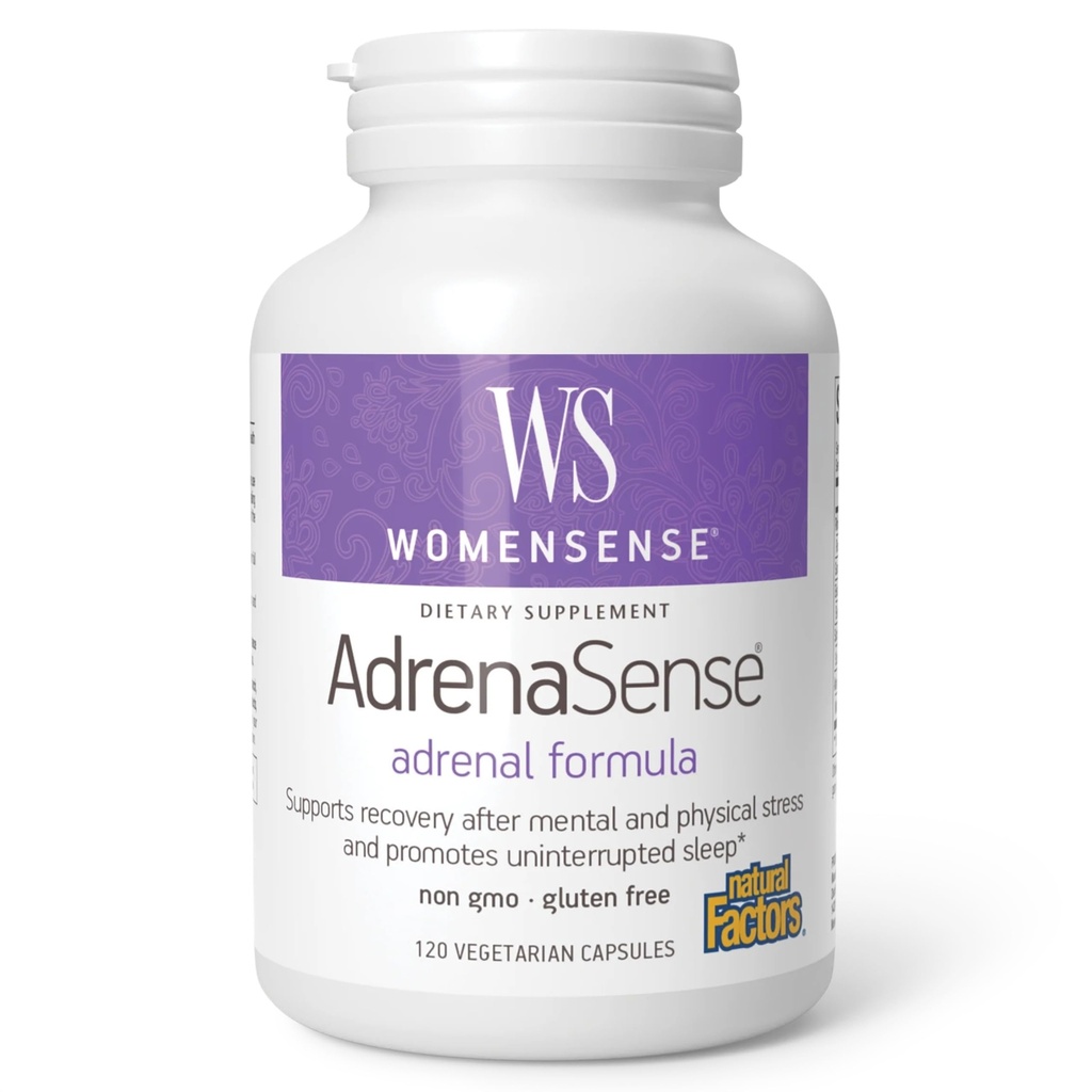 WomenSense AdrenaSense av naturlige faktorer, AdrenaSense, Herbal Supplement for Adrenal Support og Stress Relief, Vegansk, Ikke-GMO, 120 Kapsler
