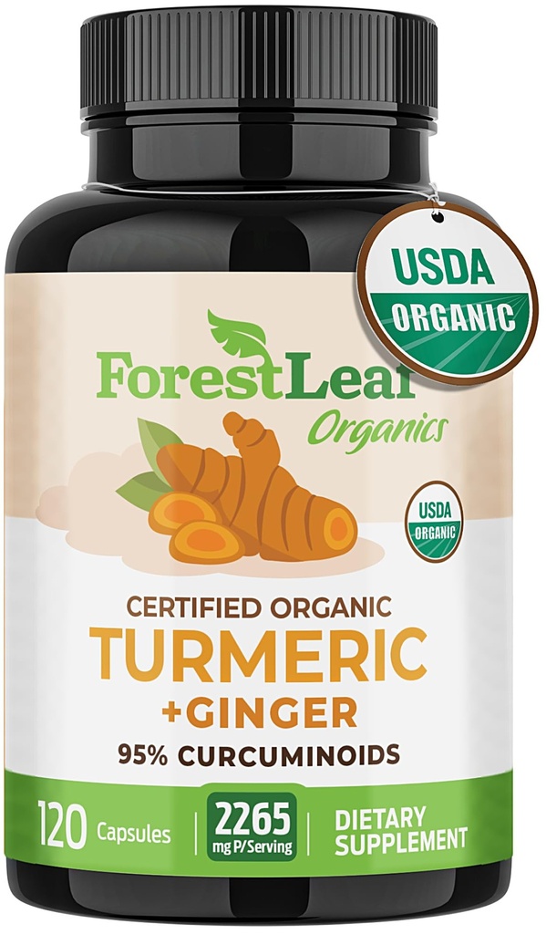 Gurkemeie Supplement Extra Styrke 2265mg - Turmeric Curcumin Supplement w/BioPerine Black Pepper - Tumeric og Ginger Supplements, 95% Curcuminoids, støtter immun og felles helse, 120 Caps