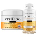 Dermawonder Vitiligo Supplement & Pigmentation Cream sett | 60 Vitiligo Kapsler og 4fl Oz Cream | Reduser hvite flekker, forbedre hud grismentering og nøytralisere hudtone | Naturlig løsning (1)