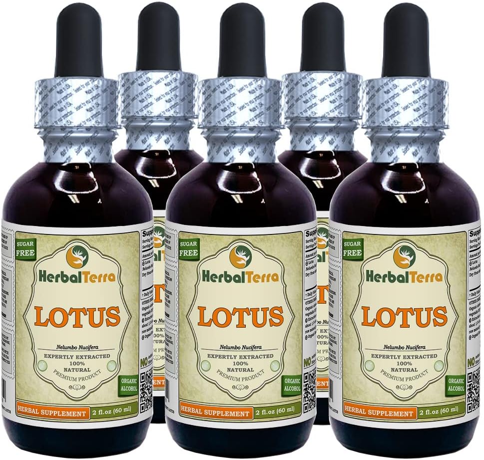 Lotus, Xi Xin (Nelumbo Nucifera) Tørket stem flytende ekstrakt (Brand Navn: HerbalTerra, stolt laget i USA) 5x2 oz