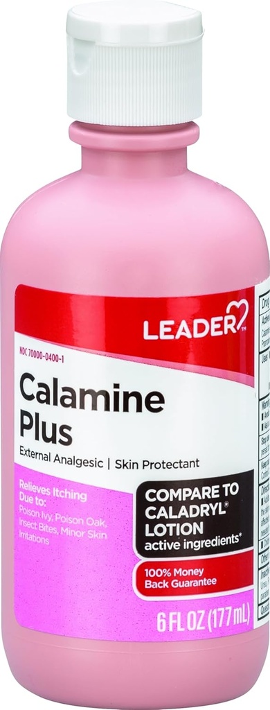LEADER Calamine Anti-Itch Lotion, Medisinert ekstern analgesisk hudbeskyttende lotion for rask-virkende kløe relief, Poison Ivy, Insekt Bites, Kylling Pox (1, rosa)