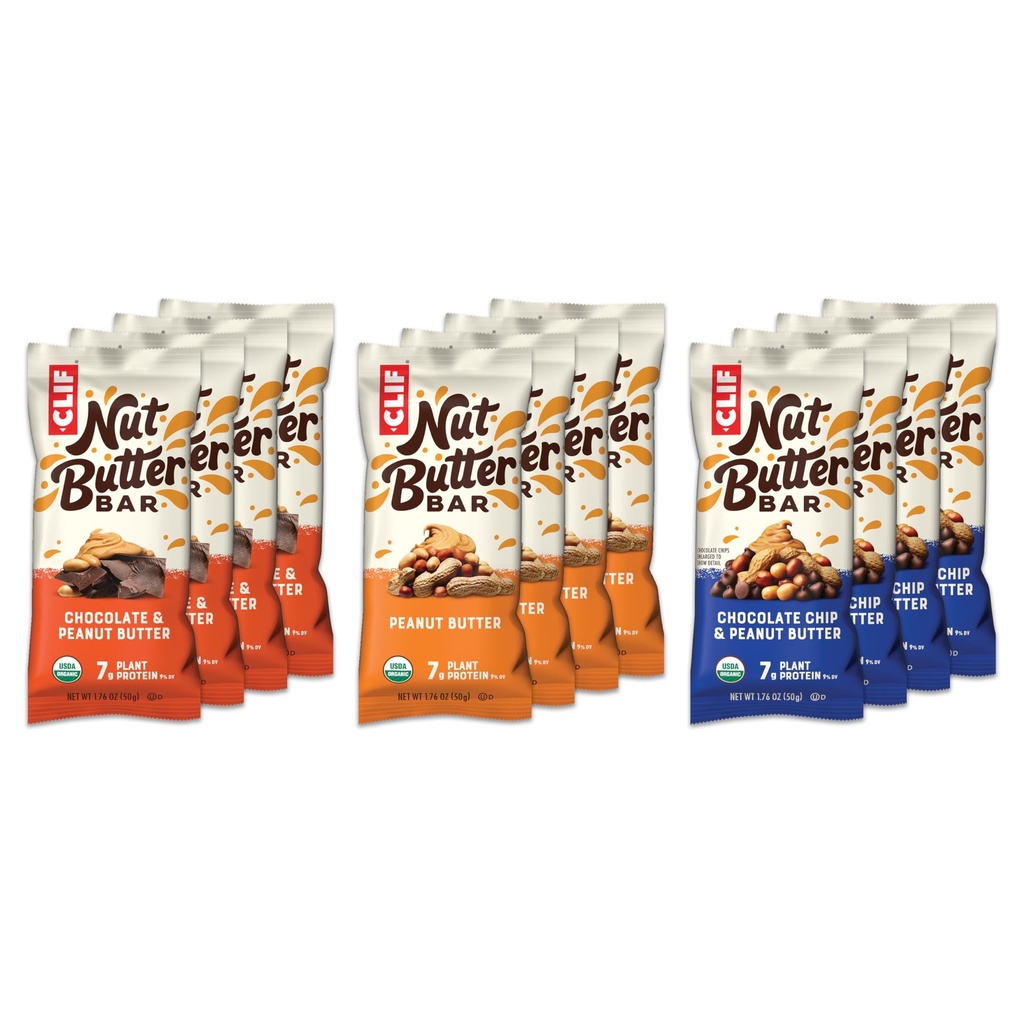 CLIF Nut Butter Bar - Variety Pack - Peanut Butter Filled Energy Bars - Ikke-GMO - USDA Organic - Plant-basert - Lav glykemisk - 1,76 oz. (12 greve)